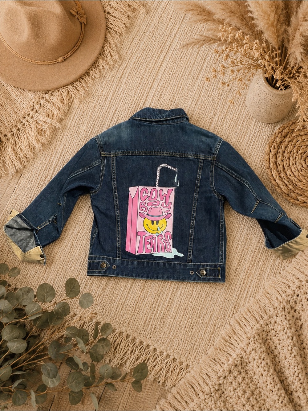 GAP Kids “Cowboy Tears” Denim Jacket | Custom Graphic Back | Western Cutie Vibes
